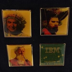 Vintage 4 IBM‎ Telecom '95 Lapel Pin Set Limited Edition Collectible Memorabilia